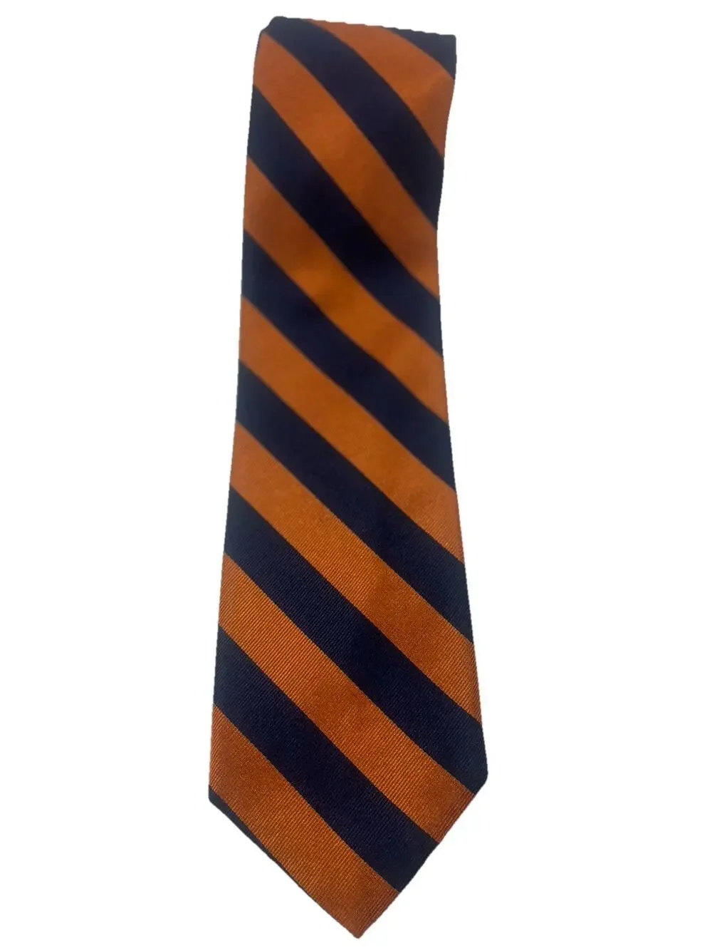JOS A. BANK Orange And Blue Stripe Repp 100% Silk NeckTie XL Long 62/4